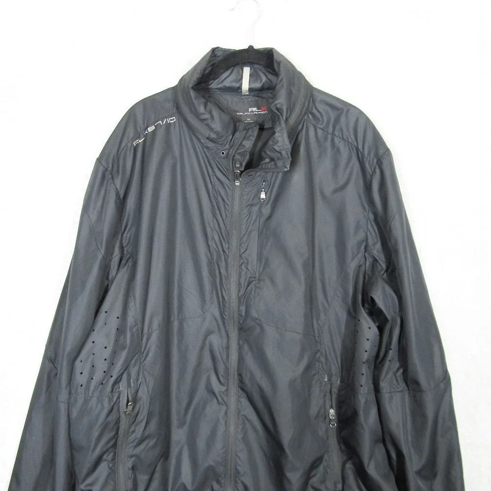 RLX Ralph Lauren Mens XXL Black Nylon Full Zip Windbreaker Jacket RLX67/10